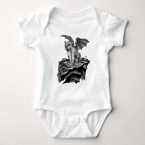Little Golem Gargoyle _ Black and white design Baby Bodysuit