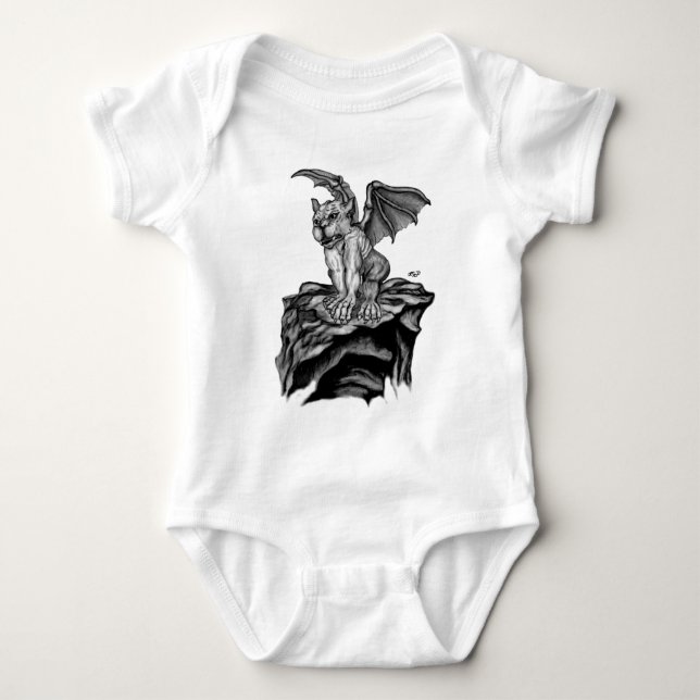 Little Golem Gargoyle - Black and white design Baby Bodysuit (Front)