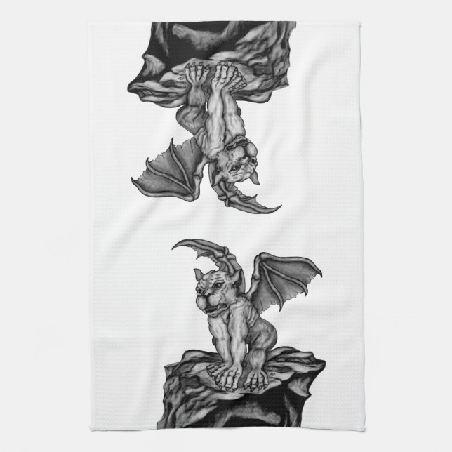 Little Golem Gargoyle Kitchen Towel (Vertical)