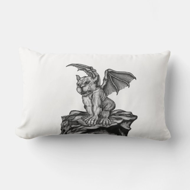 Little Golem Gargoyle Lumbar Pillow (Front)