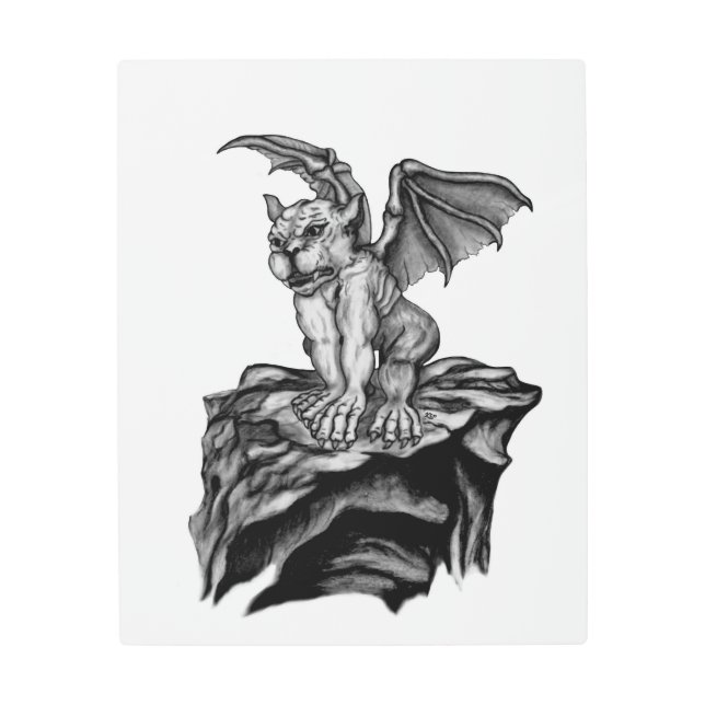 Little Golem Gargoyle Metal Print (Front)