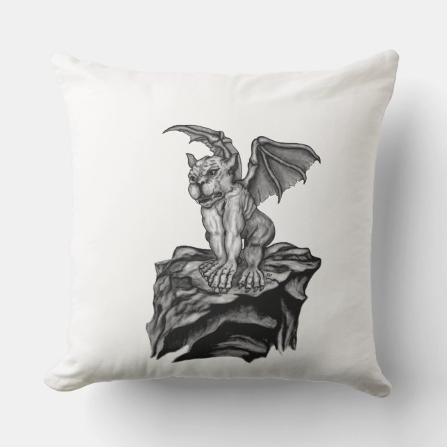 Little Golem Gargoyle Outdoor Pillow (Front)