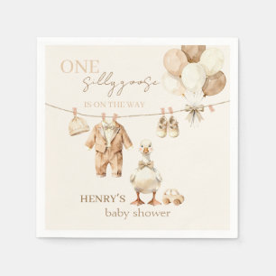 Little Goose Beige Baby Shower Napkins