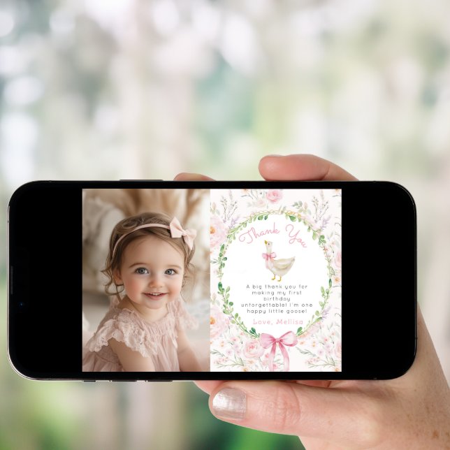  Little Goose Blush pink Photo Thank you Card (Front Digital)