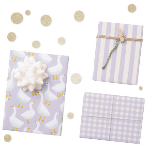 Little Goose Geese Lilac Purple Wrapping Paper Sheets