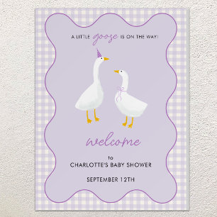 Little Goose Gingham Baby Shower Welcome Sign