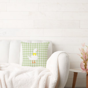 Little Goose Gingham Throw Pillow