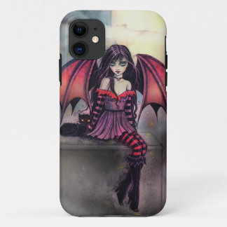 Little Gothic Halloween Fairy Vampire and Cat iPhone 11 Case