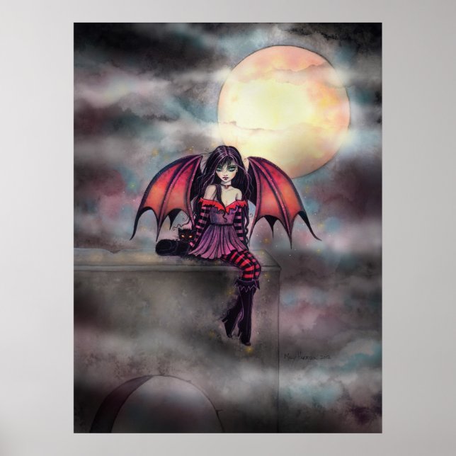 Little Gothic Vampire Fairy and Cat Poster (Front)