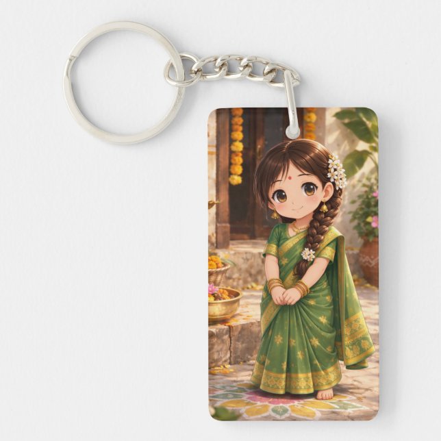 Little Grace in Green Keychain (Front)