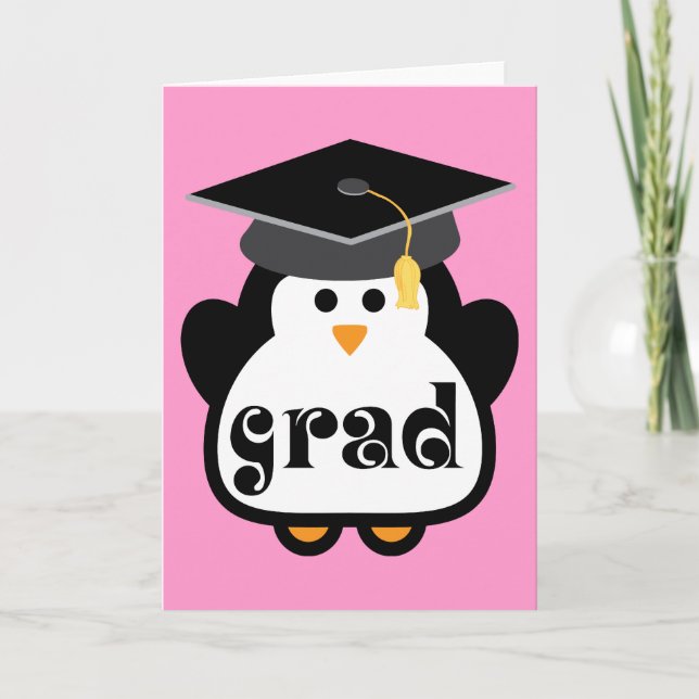 Little Grad Penguin Graduation Gift Card (Front)