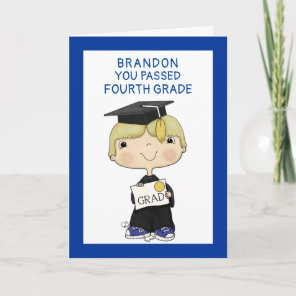 Little Graduate Boy Blond Hair Card