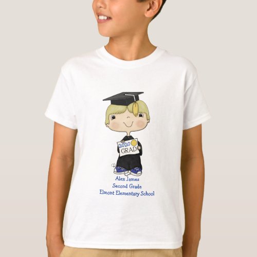 Little Graduate Boy Blond Hair T_Shirt