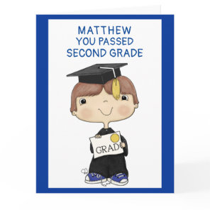 Little Graduate Boy Brown Hair Big Card