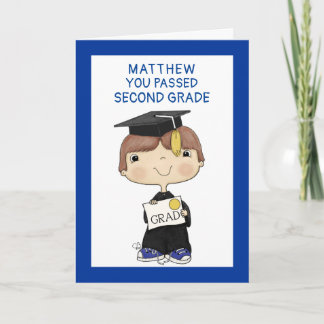 Little Graduate Boy Brown Hair Card