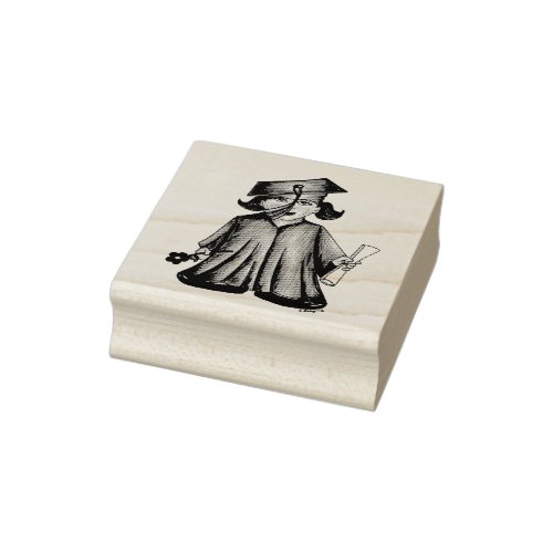 Little Graduate Cap Gown Diploma Graduation Grad Rubber Stamp