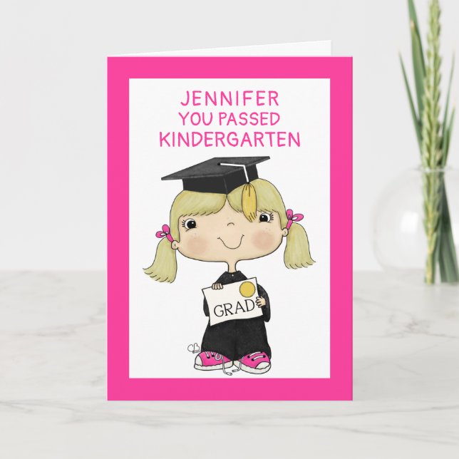 Little Graduate Girl Blond Hair Card (Front)