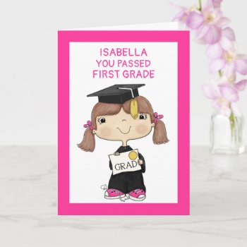Little Graduate Girl Brown Hair Card by creationhrt at Zazzle