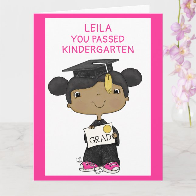 Little Graduate Girl Dark Skin Big Card (Orchid)