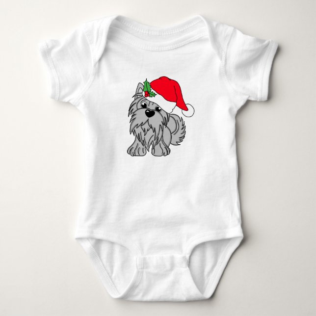 Little Gray Christmas Doggie Baby Jersey Bodysuit (Front)