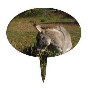 Little gray Donkey w / wildflowers Cake Topper
