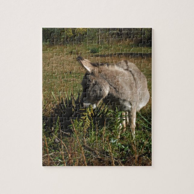 Little gray Donkey w / wildflowers Jigsaw Puzzle (Vertical)