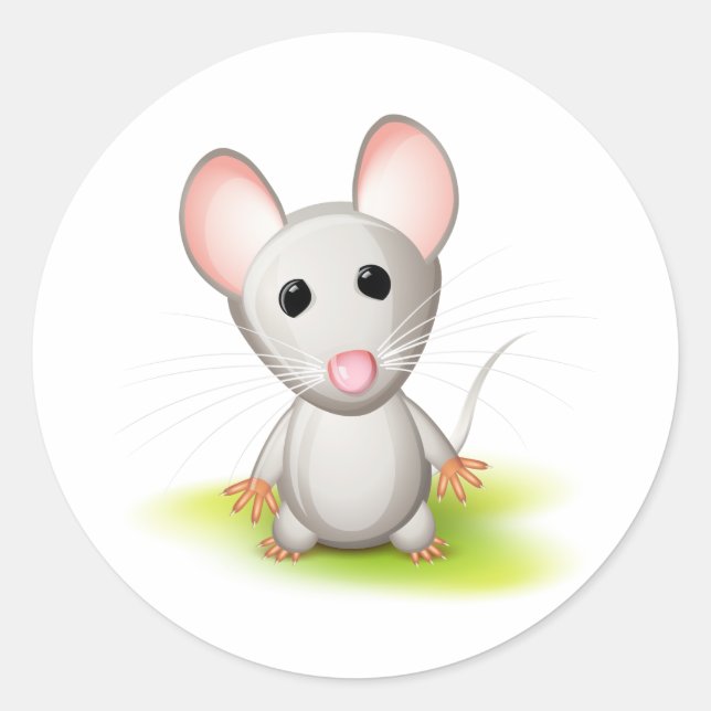 Little gray mouse classic round sticker (Front)