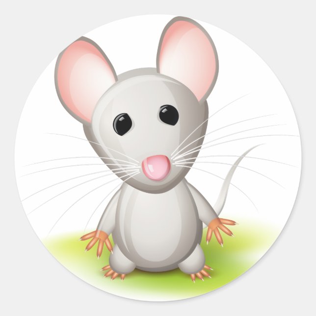 Little gray mouse classic round sticker (Front)
