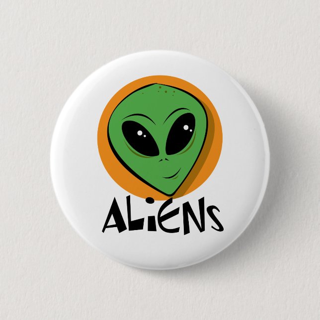 Little Green Alien Pinback Button (Front)