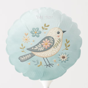 Little Green Bird Floral Balloon