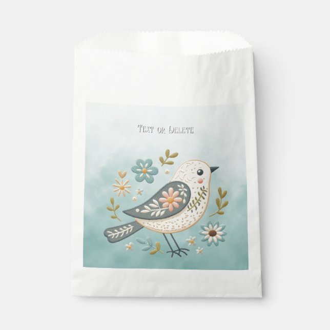 Little Green Bird Floral Favor Bags (Front)