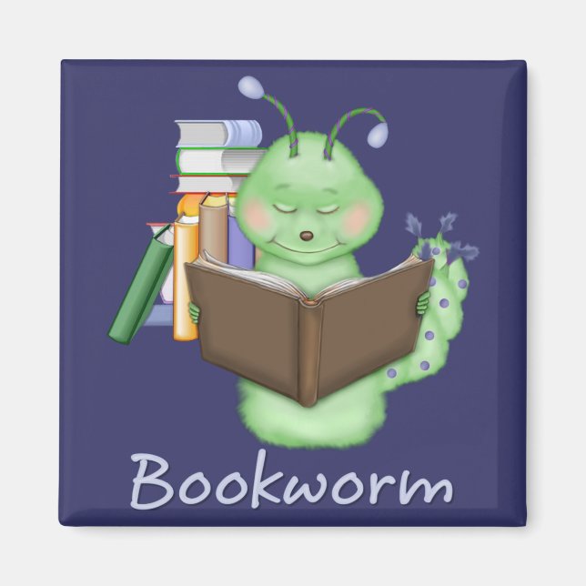 Little Green Bookworm Magnet (Front)
