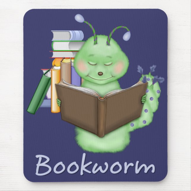 Little Green Bookworm Mouse Pad (Front)
