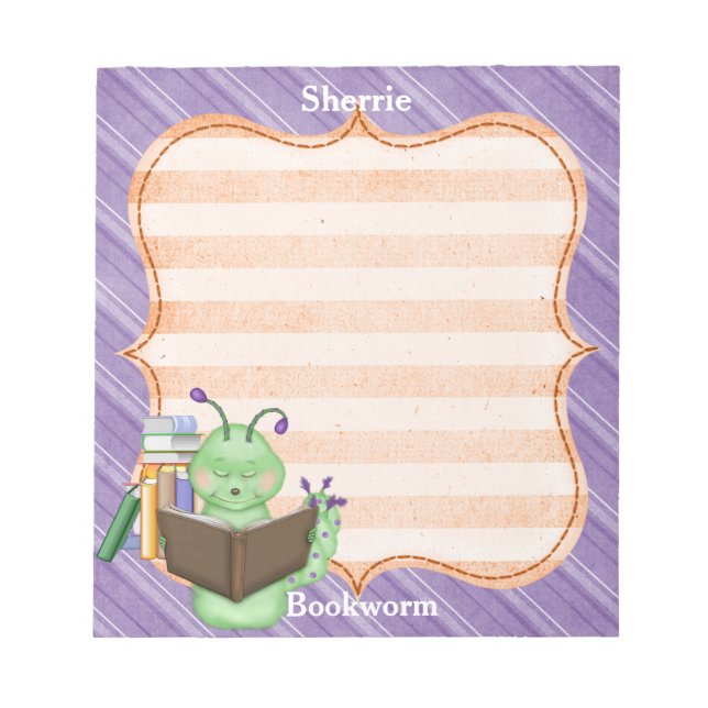 Little Green Bookworm Notepad (Front)