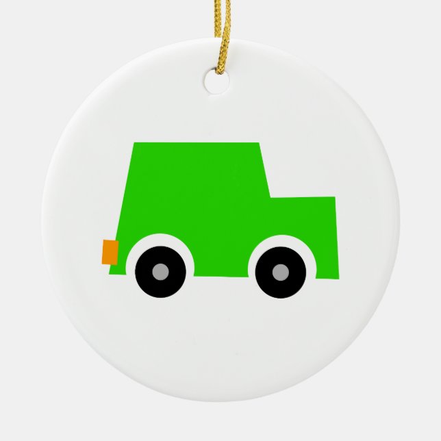 Little Green Car Ceramic Ornament (Front)