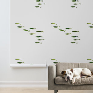 Little Green Fish Schools Nautical Wallpaper