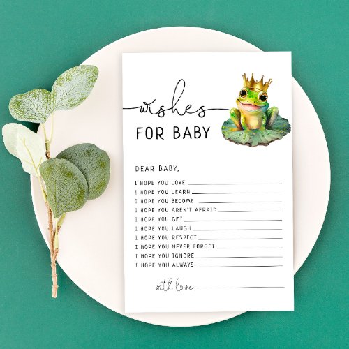 Little Green Frog Baby Shower Wishes for Baby Card