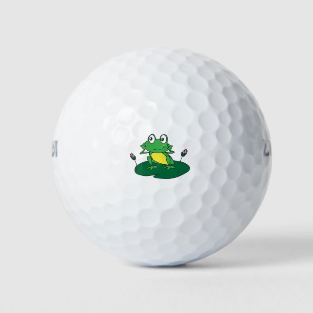 Little green frog illustration golf balls (Front)