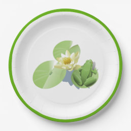 Little Green Frog Sitting on a Lily Pad Paper Plates