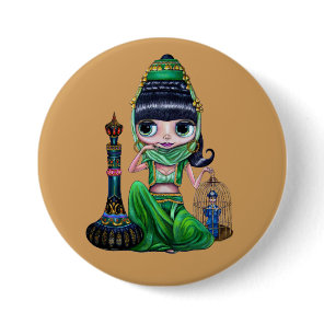 Little Green Genie Belly Dancer Girl Pinback Button