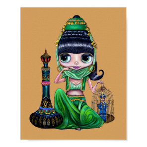 Little Green Genie Belly Dancer Girl Poster
