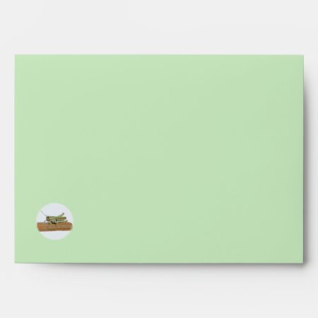 Little Green Grasshopper Cartoon Letter Envelope