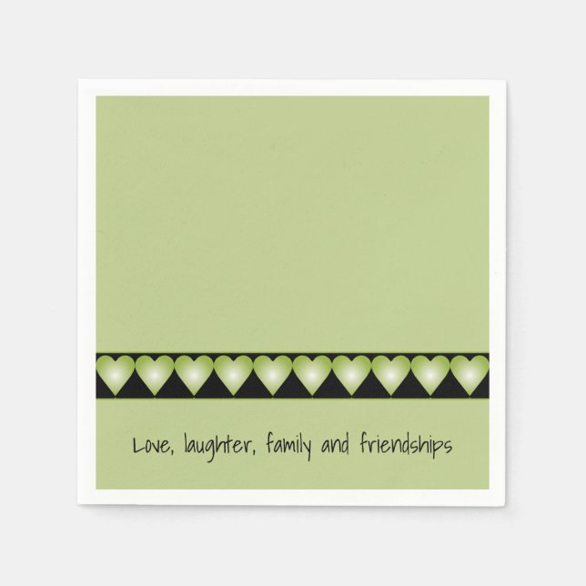 Little Green Heart Pattern Accented  Napkins (Front)