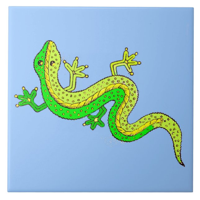 little green lizard ceramic tile (Front)