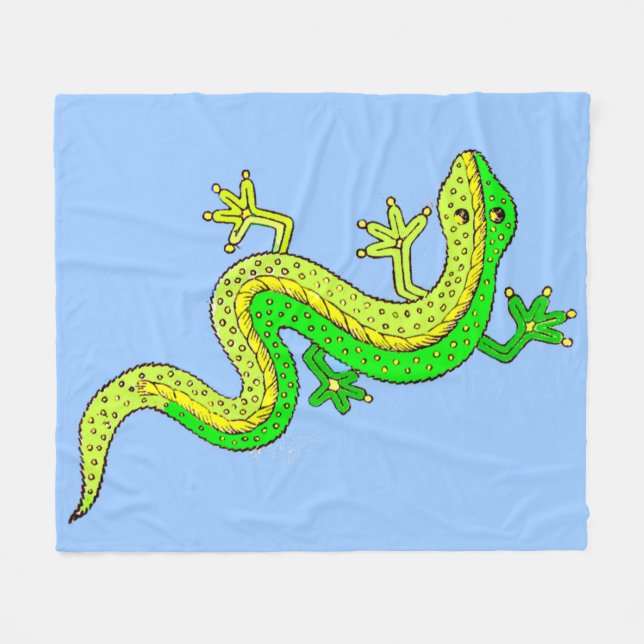little green lizard fleece blanket (Front (Horizontal))