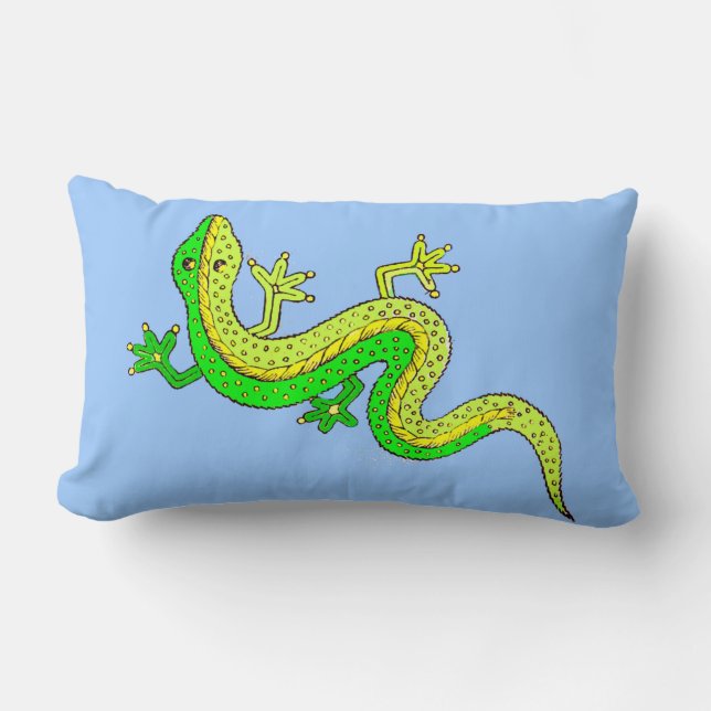 little green lizard lumbar pillow (Front)