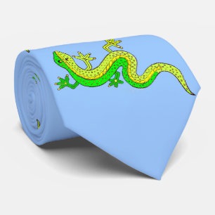 little green lizard neck tie