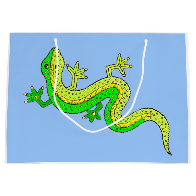 little green lizard print large gift bag (Front)
