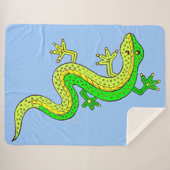 little green lizard sherpa blanket (Front (Horizontal))