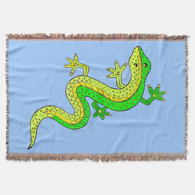 little green lizard throw blanket (Front)